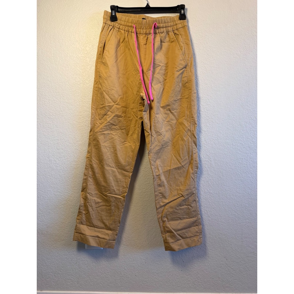 J.Crew Tan Khaki Jogger Pants Pink Drawstring Elastic Waist XS